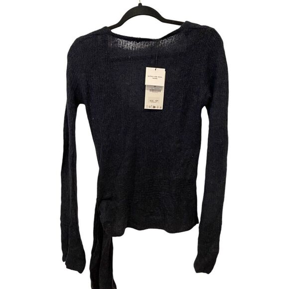 Zara Womens Sweater Wool Alpaca Sccop neck Side tie Knot M Black 5755/122 NWd - Picture 3 of 12